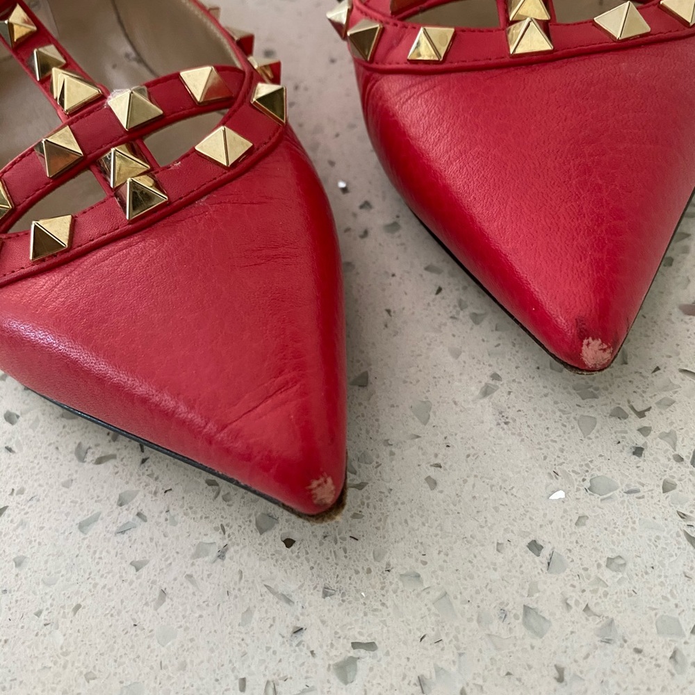 Used Valentino rockstud caged flats. Red. Sz 36.5 - Picture 10 of 10